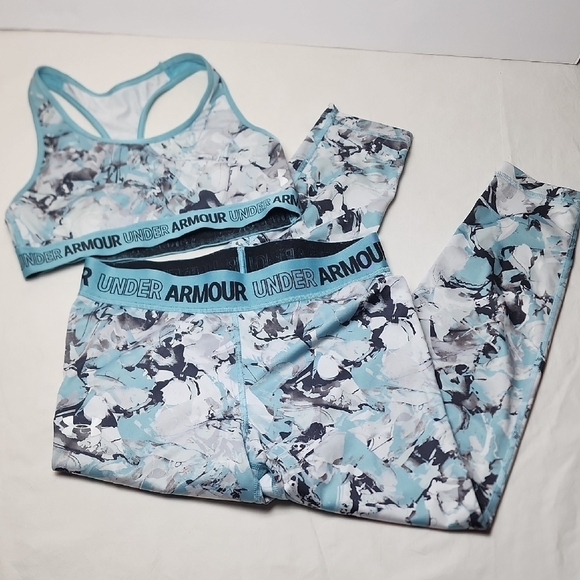 Under Armour Pants - Under Armour Teal and Black Athletic Set Sports Bra Leggings XS
